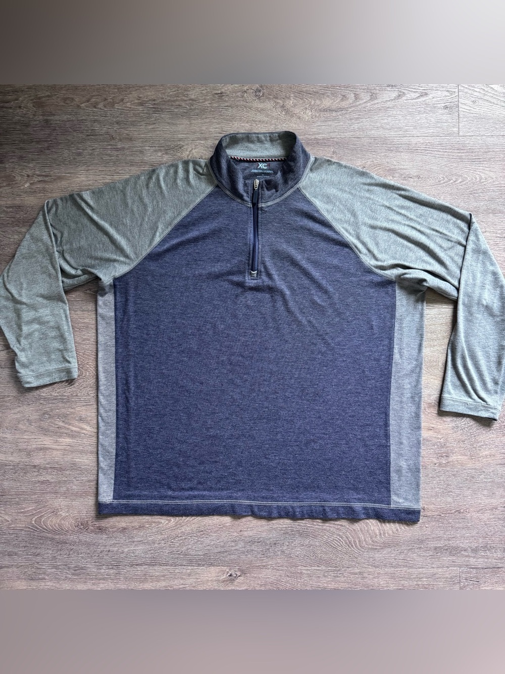 Johnston & Murphy Golf Long Sleeve heather gray and Blue Quarter-Zip